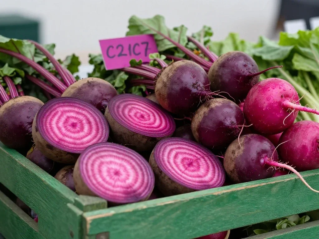 Gros plan de légumes anciens tranchés révélant des motifs cachés pour redécouvrir l'ordinaire.